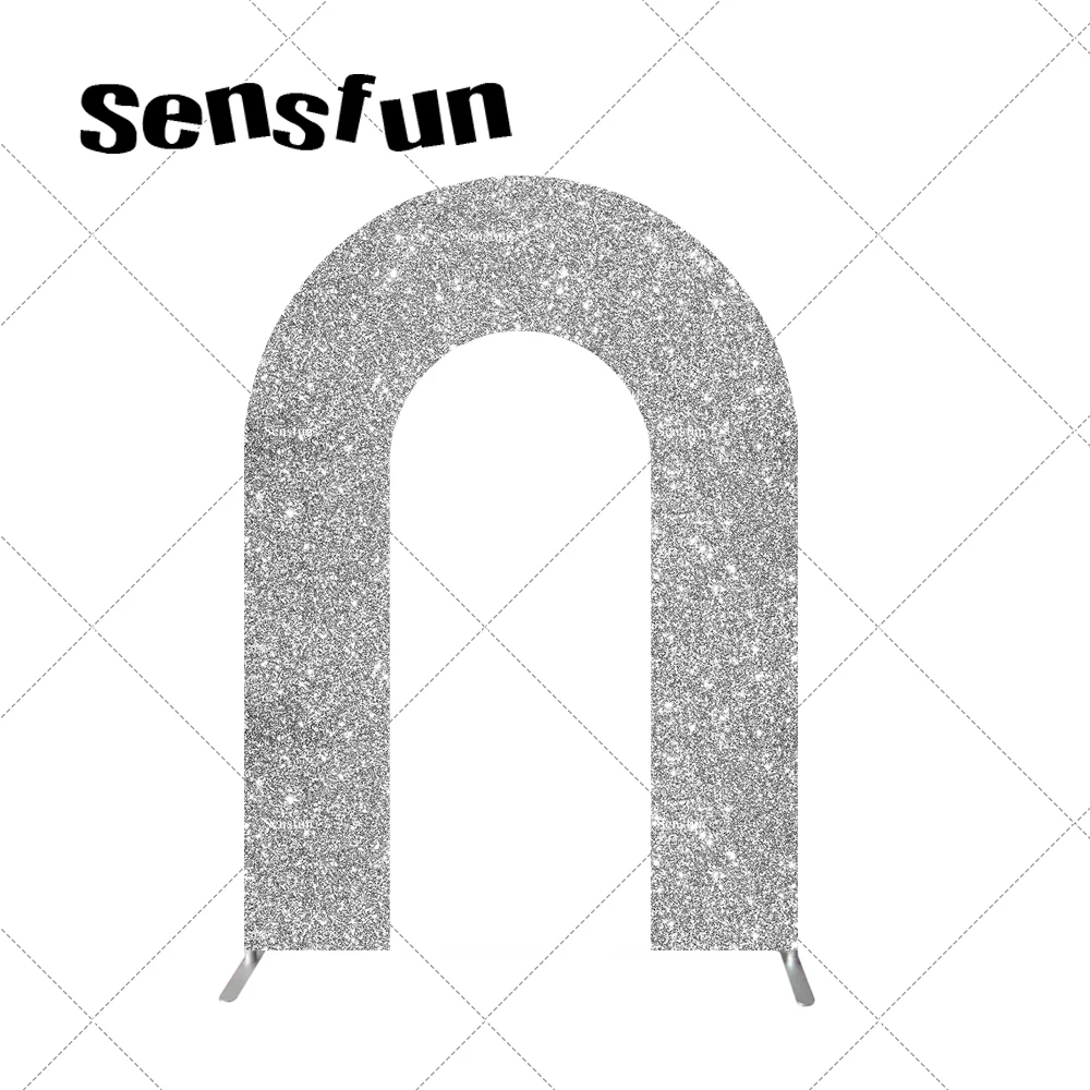 5 x7ft Glitter oro argento Open Space Arch fondale Cover per feste di matrimonio evento Baby Shower sfondo copre Decor personalizzato