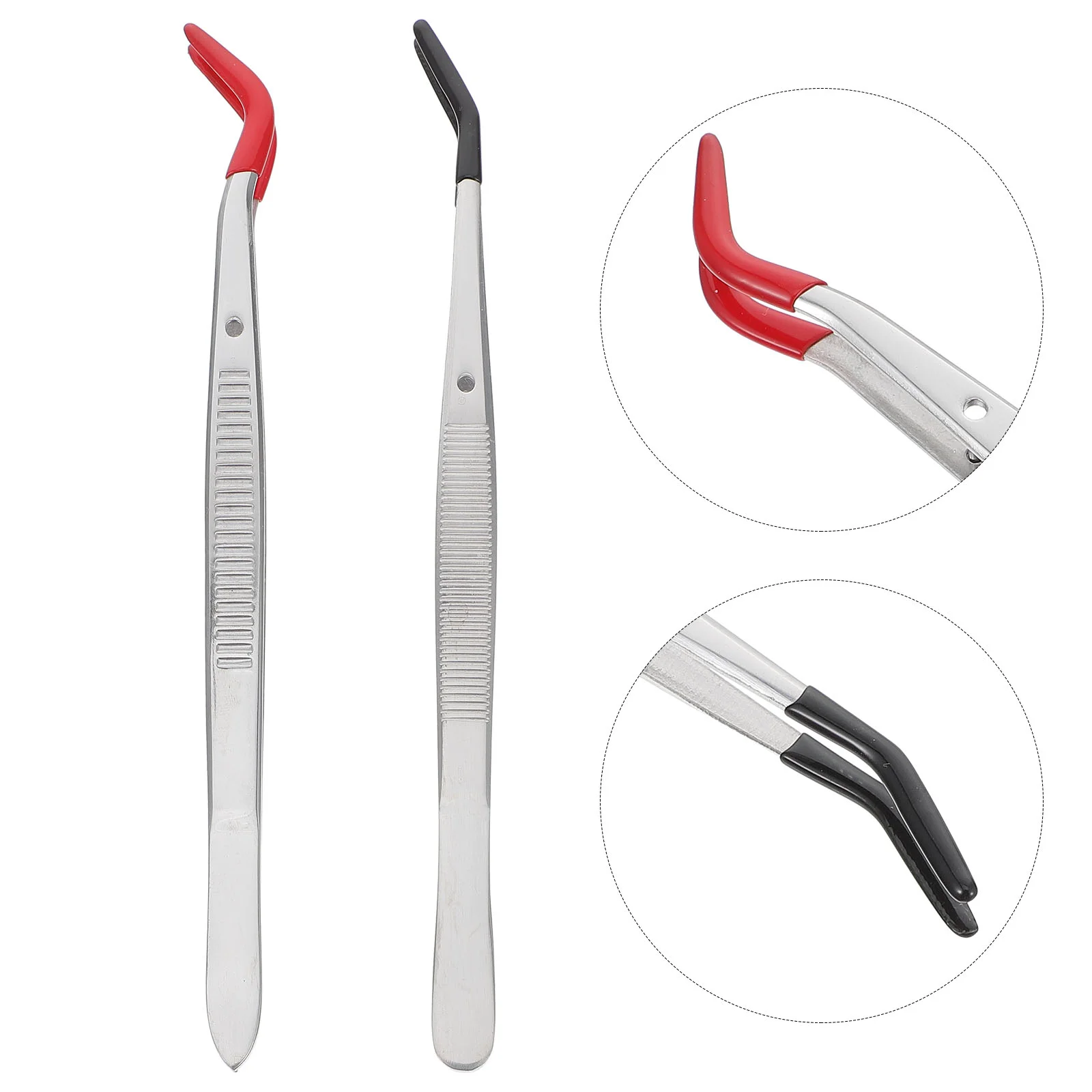 Pinças Stainless Steel Stamp Pinças Curvas Bent Pinças Ponta com Pontas de Borracha Precisão Não-magnética Pcs