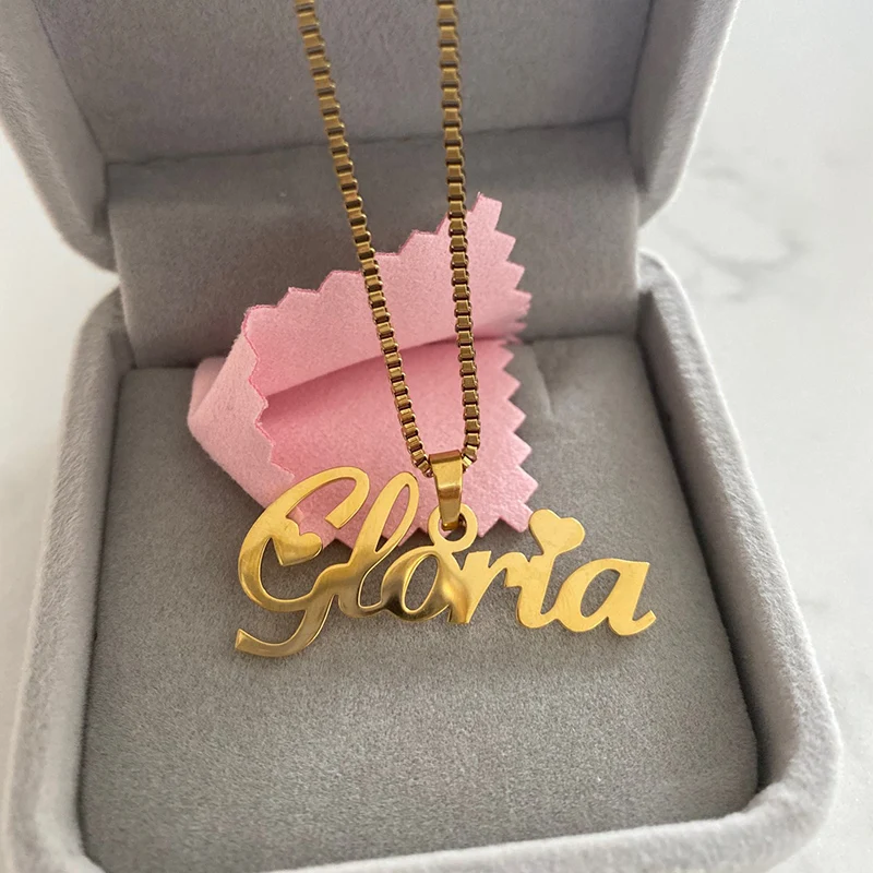 Box Chain Custom Jewelry Personalized Name Pendant Necklace For Women Men Handmade Cursive Nameplate Choker Bijoux BFF Gift