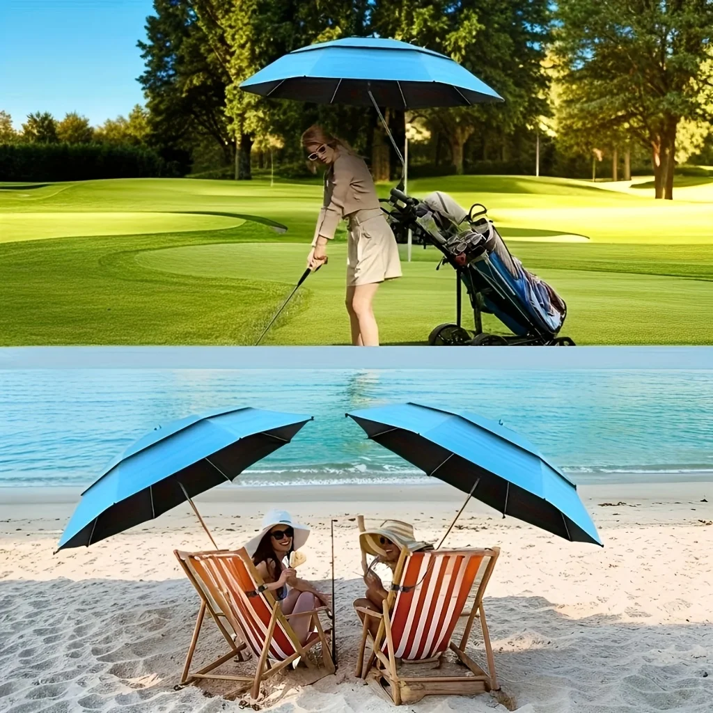 Adjustable Clip-on Sun Shade Umbrella Portable Foldable Black Coating Anti-UV Outdoor Beach Umbrella Garden Furniture