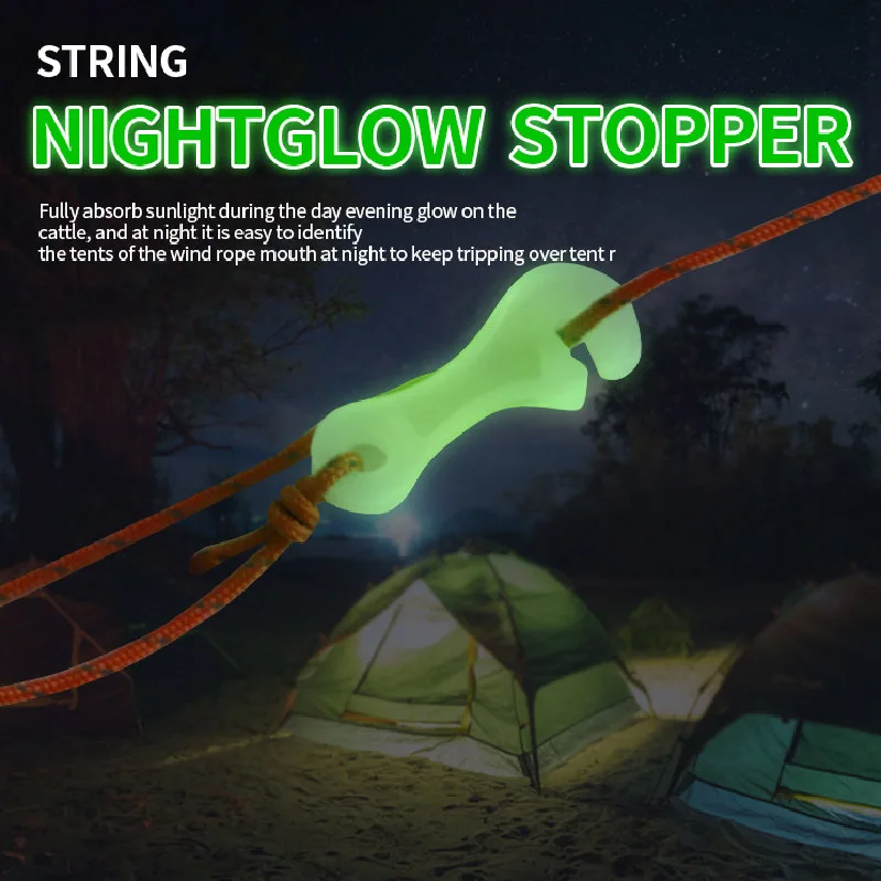 10/1Pcs Outdoor Luminous Wind Rope Buckle Canopy Tent Windproof Anti-slip Buckle Fluorescent Tab Accessories Safety Rope Buckle