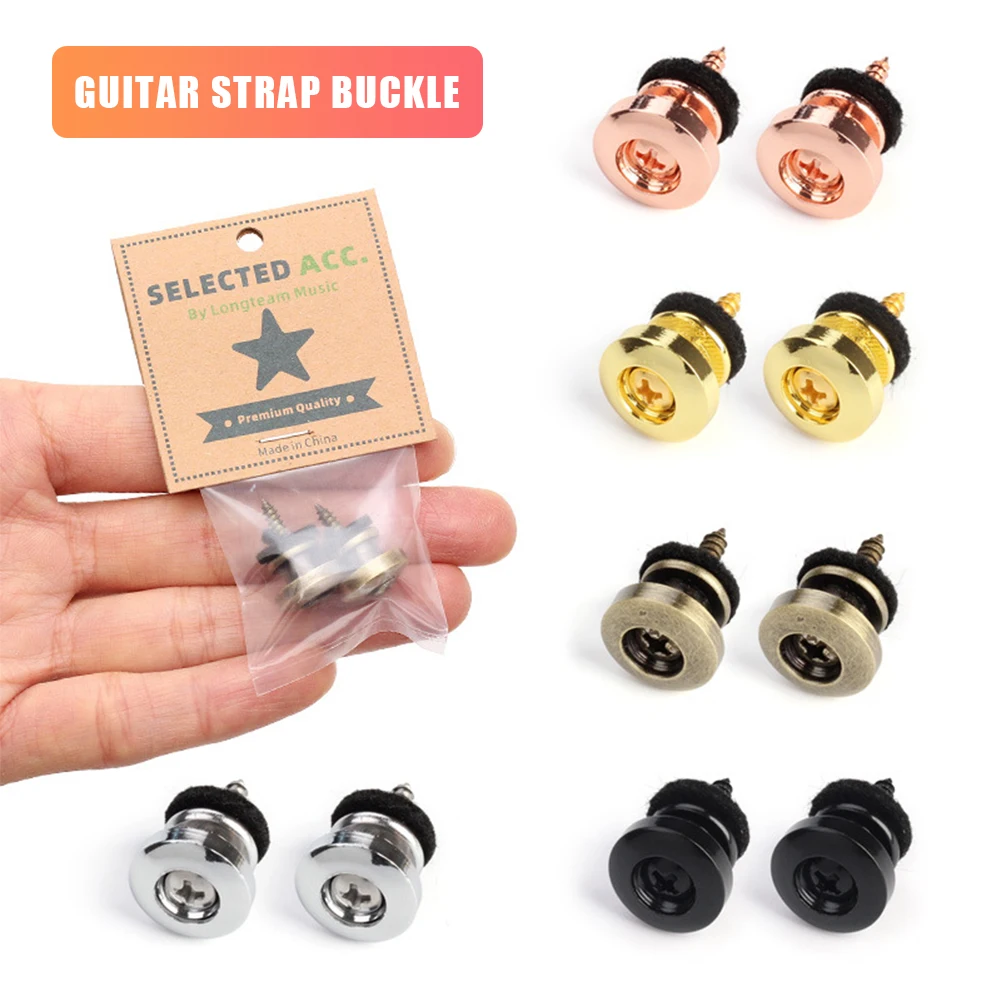 2Pcs Metal Guitar Strap Button Lock Fixing Pin Anti-slip Guitar Buckle Locking Pegs for Electric Acoustic Guitar Bass Ukulele