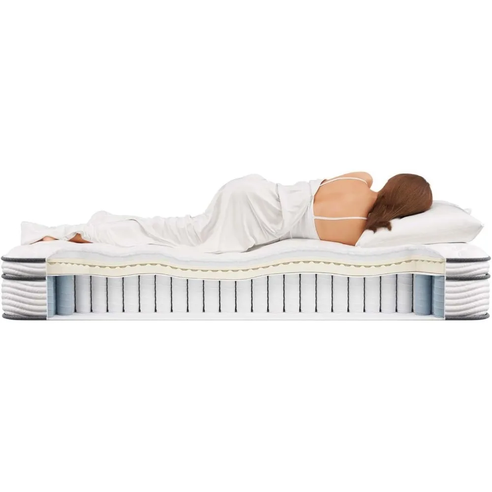 فراش مزدوج من Jenna-Innerspring و Memory Foam ، لفائف مغلفة بشكل فردي ، 10"