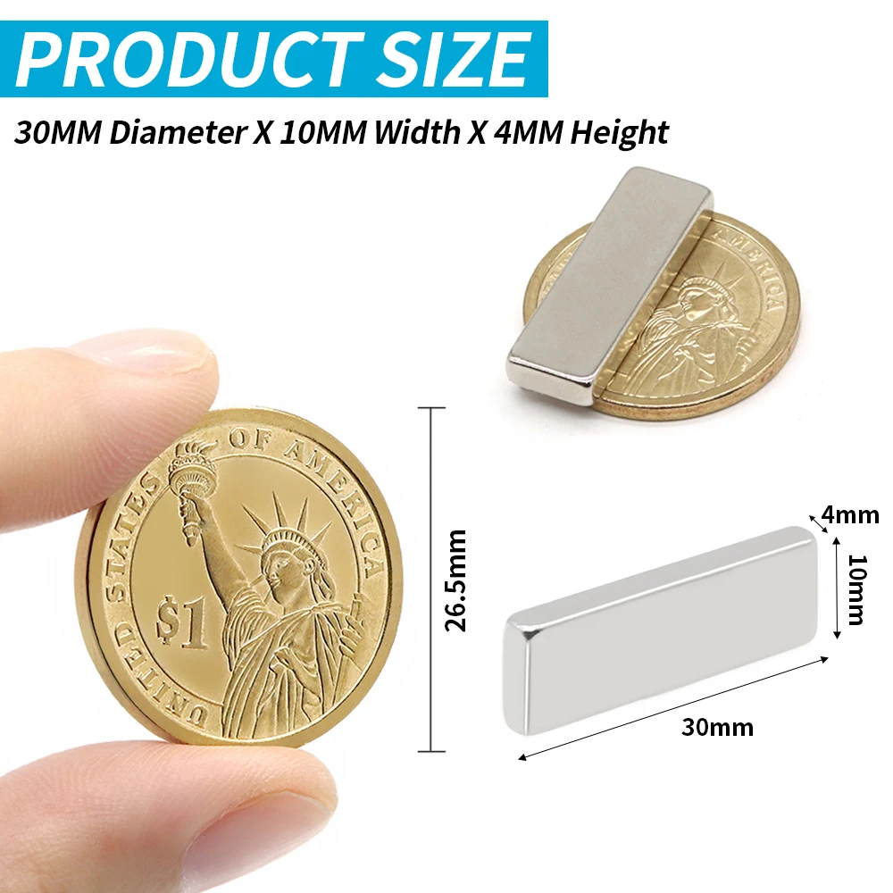 30x10x4 Super Strong N35 NdFeB Square Magnets, Permanent Neodymium Block Magnets for Refrigerator, Handmade Projects & Home Use