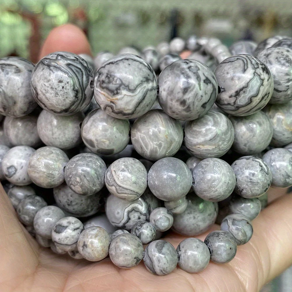 Naturstein-Jaspis-Perlen, runde lose Perlen, 15 Zoll Strang, 4 6 8 10 12MM, wählen Sie die Größe für Schmuckherstellung, Armband-DIY-Zubehör.