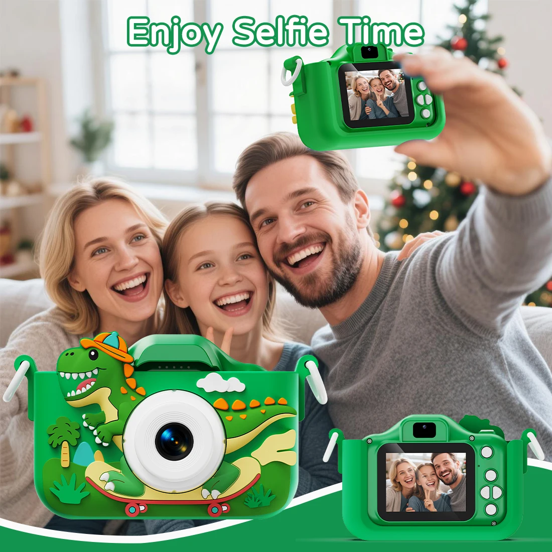 Kinder-Digitalkamera mit Dinosaurier-Motiv, 1080P HD, Mini-Kamera, Spielzeug für Vlogging und Fotografie, perfektes Weihnachts- oder Geburtstagsgeschenk – Detail 3