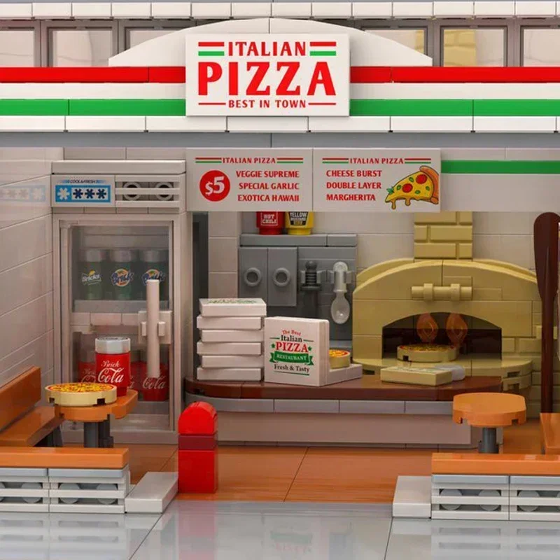 Moc ビルディングブリック ストリートビューモデル アイリッシュパブとピザステーション テクノロジーモジュラーブロック ギフト クリスマスおもちゃ DIY セット 組み立て