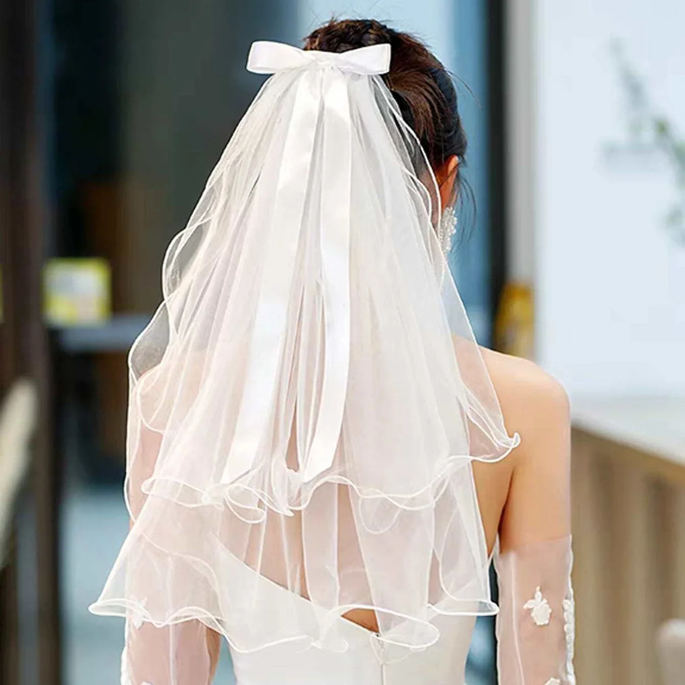 

Bridal Veils Headscarf Ivory White Veil Wedding Birthday Party Decoration Bridal Shower Engagement Dinner Decoration Supplies