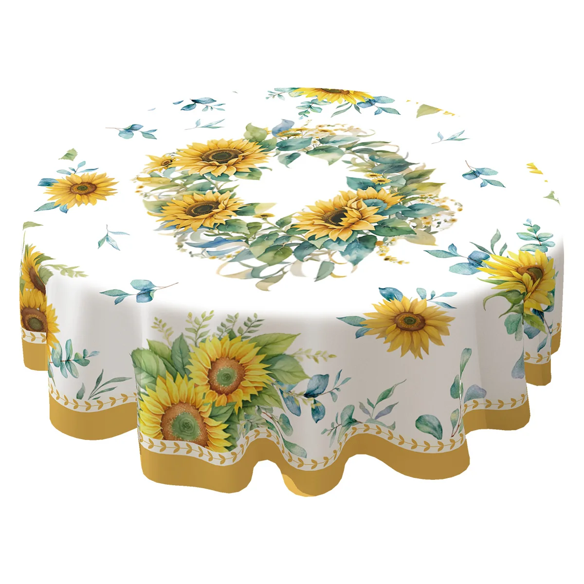 

1 шт., 150 см, круглая скатерть с цветочным растительным узором, цветная крышка для обеденного стола, многофункциональная скатерть с подсолнухом, декор для дома