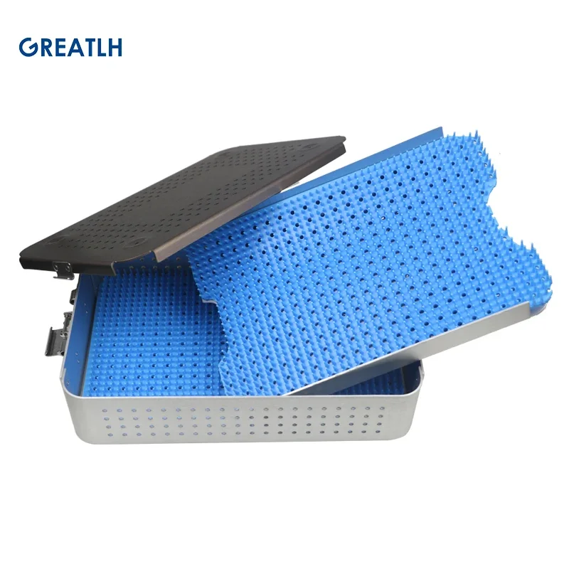 Double Layer Sterilization Box Aluminium Alloy  Disinfection Tray Box Autoclavable Surgical Instrument