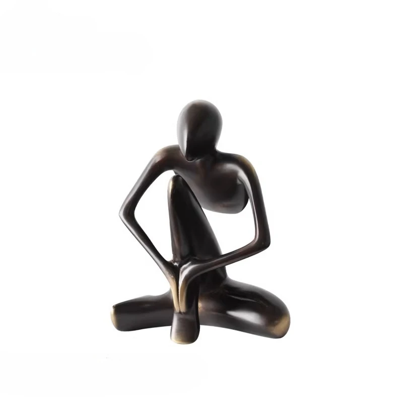 Nordic Creative Copper Figure Sculpture Thinker Ornament Model Room Soft Furnishing Living Room Desktop Wine Cabinet Accessories