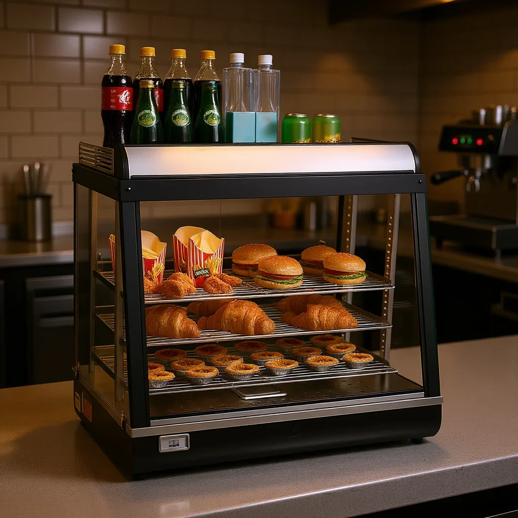 &For Commercial 3 Tier Food Warmer Display 75L 1200W LED Light Steam Heating Adjustable Shelves Black Rectangle Model