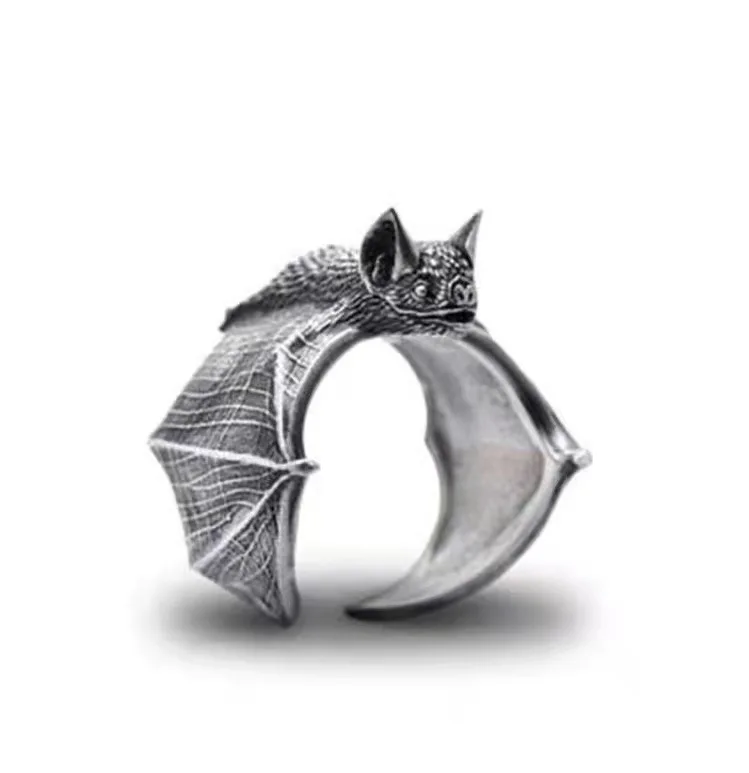 

Retro Bat Ring Dark Gothic Style Open Mouth Female Adjustable Punk Ring Handmade Ring Male Trendy Cool