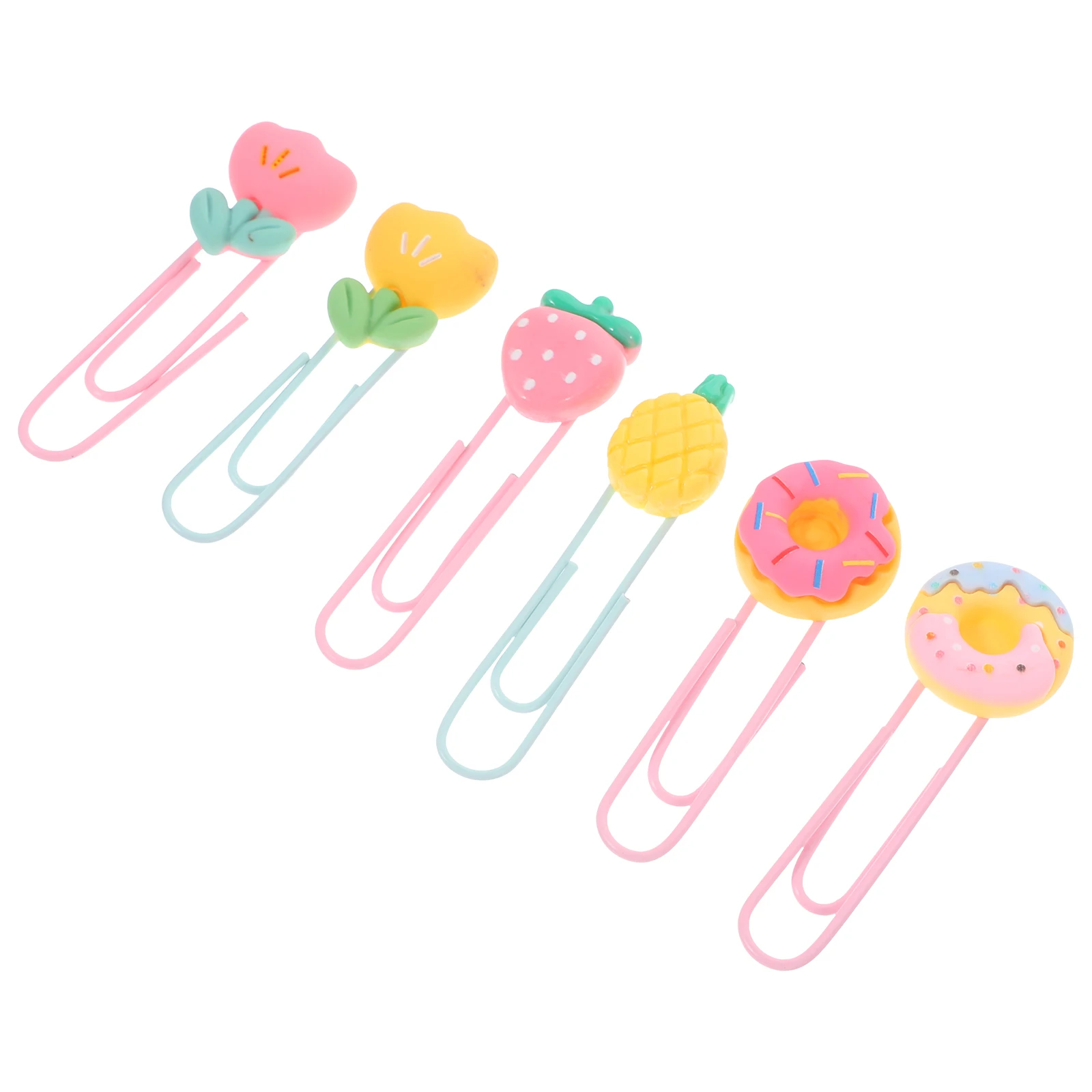 Multi-use Paper Clips Office Supplies Unique Shaped Cartoon Fruit Bookmarks Colored Large Paperclips Sturdy Material Practical