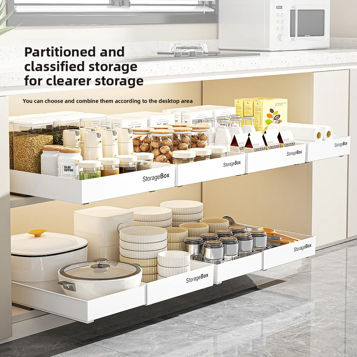 Single Tier Pull Out Kitchen Storage Shelf Sliding Cabinet Organizer Or Cm Options Telescopic Board Counter Microwave Prep Rack