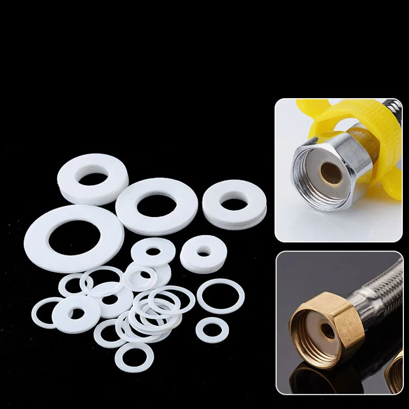 PTFE Gasket, Plastic Flat Washer, Sealing Works on Pump, Compressor, Mixing Kettle. CS 1mm, 2mm, 3mm, 100 Pcs in a Pack.