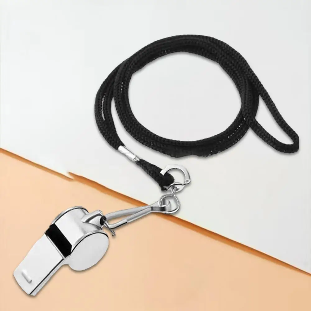 2Pcs Scheidsrechter Fluitjes Met Lanyard Gepolijst Luid Helder Geluid Rvs Voetbal Basketbal Sport Fluitjes Apito De Árbitro