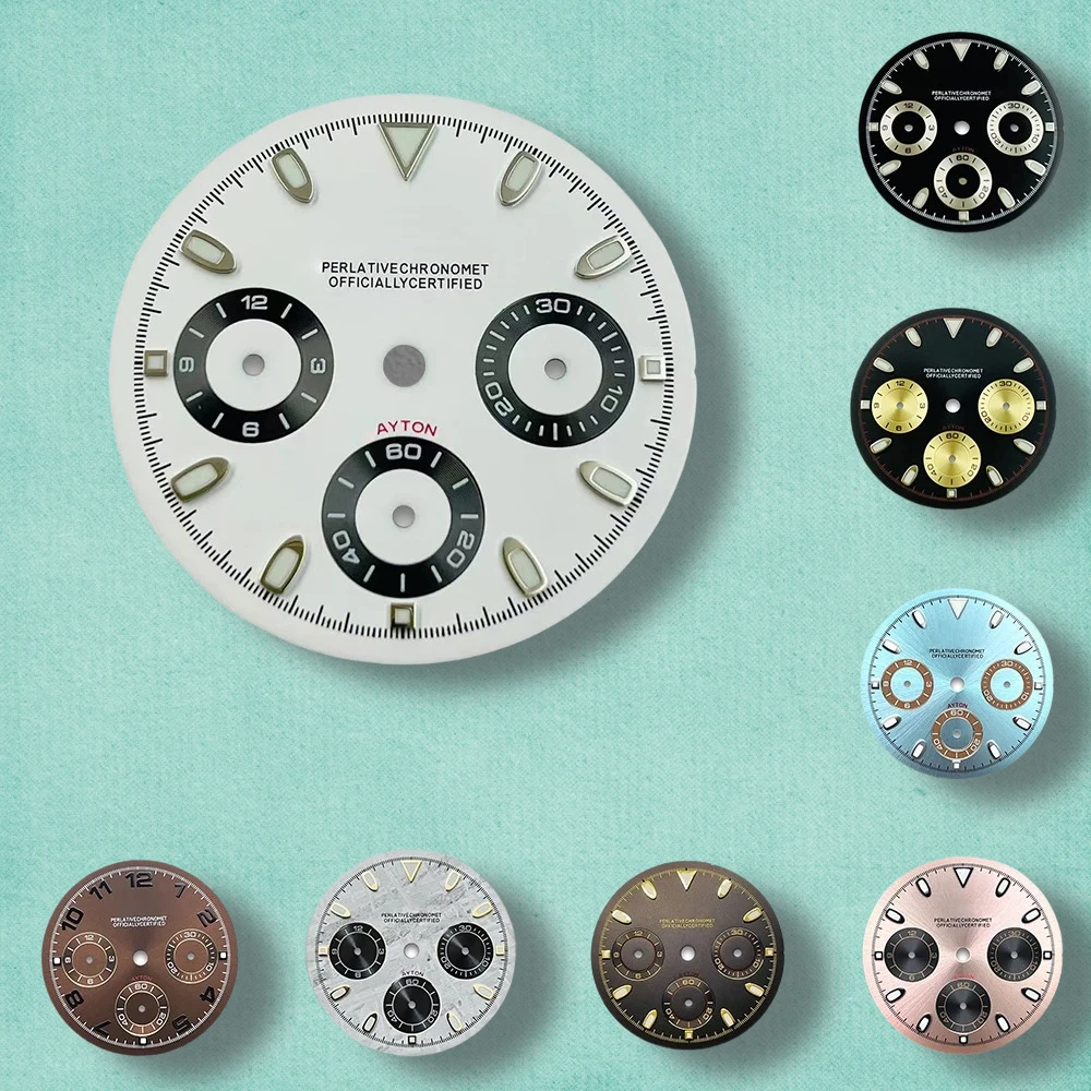 

29.5mm S Logo panda Dial Fit VK63 Movement Green Luminous High-Quality Dial Watch Modification Accessories