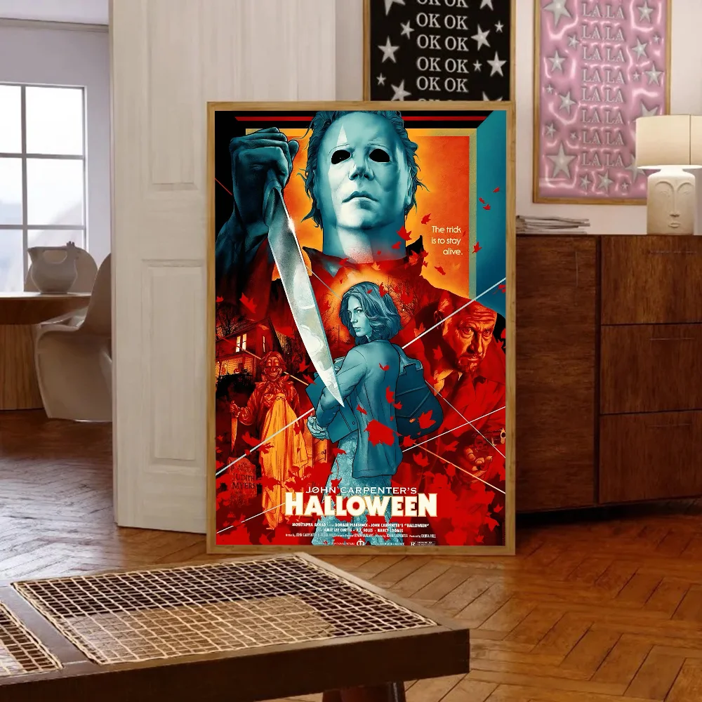 أفلام الرعب هالوين مايكل مايرز ملصق فني ذاتي اللصق مقاوم للماء ورقة ملصق مقهى بار غرفة جدار ديكور