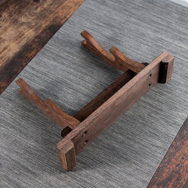 Wenge Wood Sword Display Stand, Vertical Solid Wood Knife Rack for Living Room, Multi-Tier Exhibition Shelf for Home Decor view 5