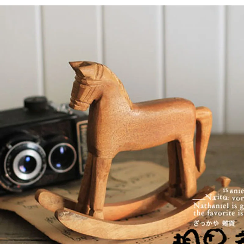 DIY Carving Wooden Rocking Horse Handmade Souvenir Craft Children Toy Kids Birthday Decoration Childhood Gift Wedding Home Decor