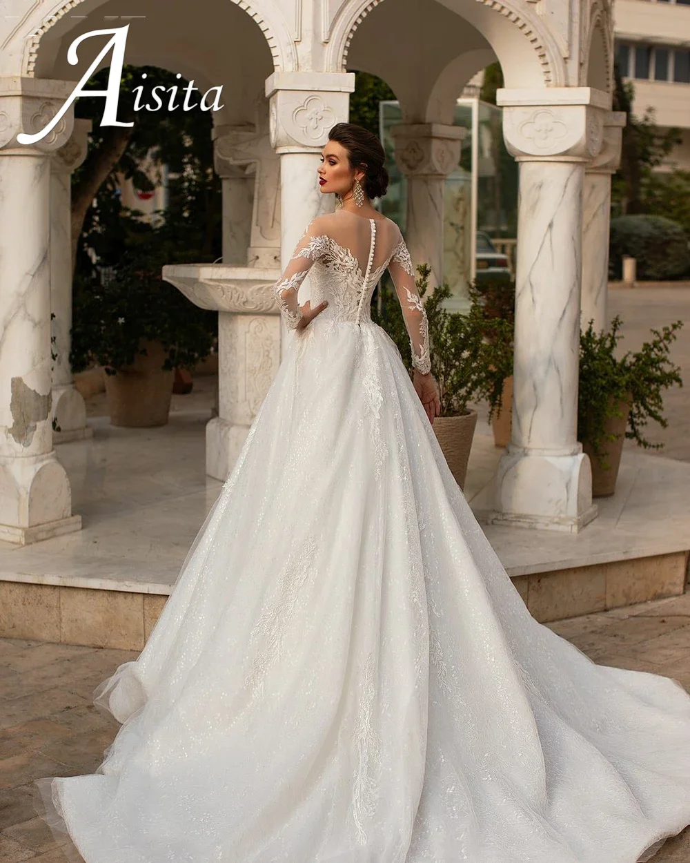 Wedding Dress Lace Appliques O-Neck A-Line Long Sleeves Illusion Back Luxury Bride Prom Gown 2025 Elegant Exquisite Bridal Gowns