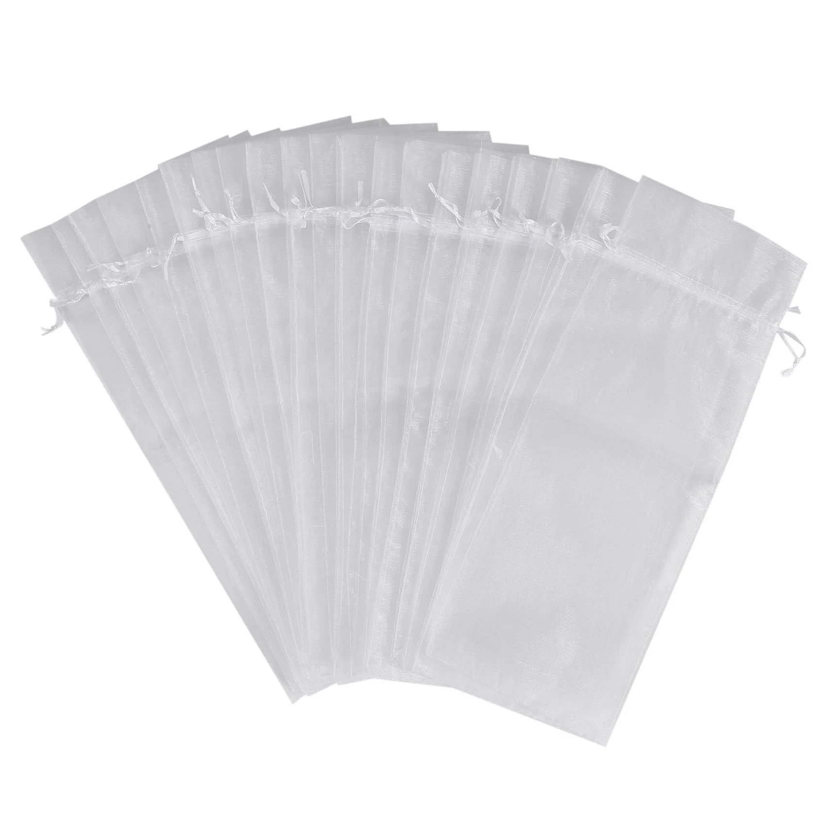 20 ชิ้น Sheer Organza ถุงไวน์ 14X37 เซนติเมตรนํากลับมาใช้ใหม่ง่ายขวดห่อชุดงานรื่นเริงบรรจุภัณฑ์ Baby Shower Wedding Favors ตัวอย่าง D