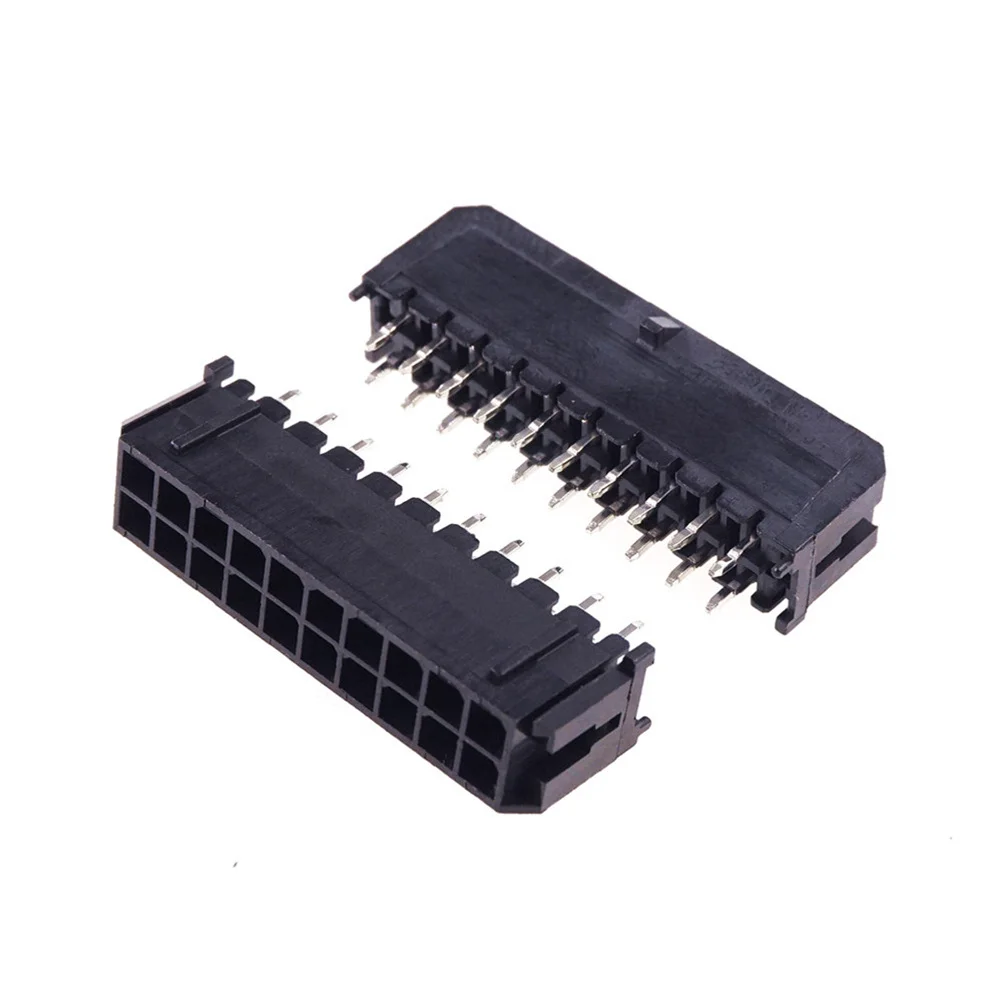 10-500 Pcs PCB Male Header Pin Vertical Through Hole 2 4 6 8 10 12 14 16 18 20 24 Circuits Molex 43045 Micro-Fit 3.0 mm Dual Row