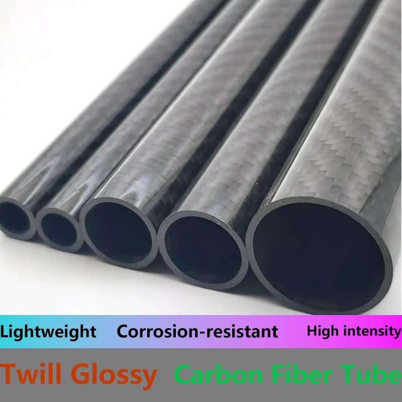 2Pcs Length 1000MM Plain Glossy 3K Full Carbon Fiber Tube High Composite Hardness DIY Japan Material Pipe RC Airplane Accessorie