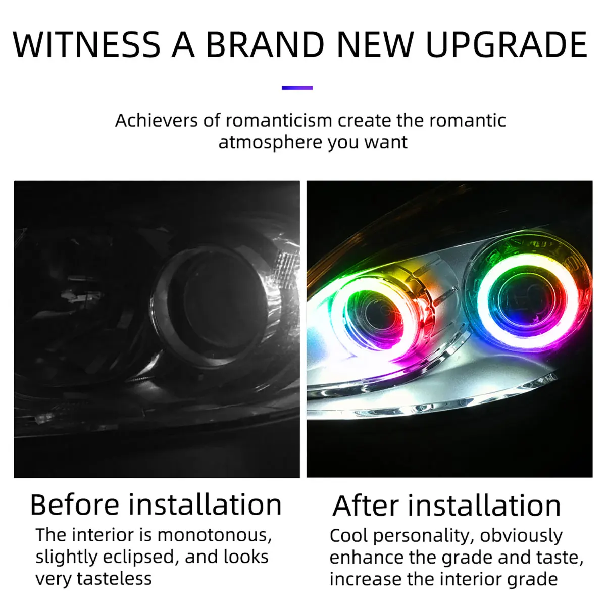 12V 24V Motorcycle RGB Angel Eyes Halo Rings Lights with Turn Signal Lights APP Bluetooth LED Motorcycle Retrofit DRL Headlight