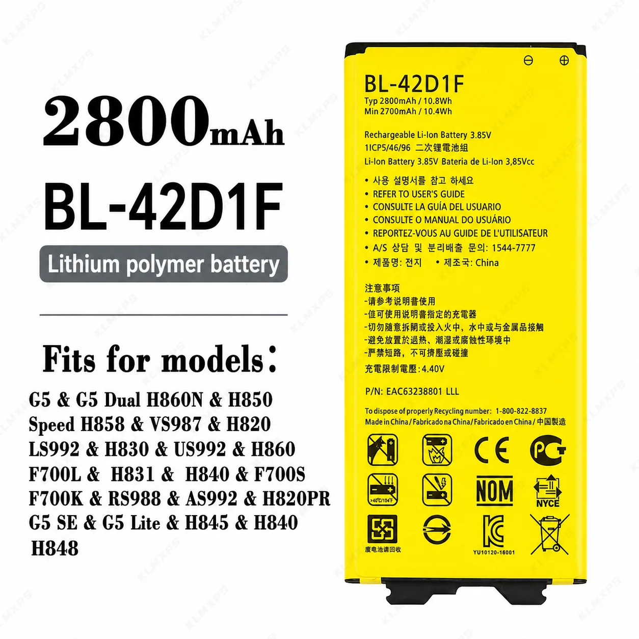 Replacement Battery for LG BL-44JS BL-46ZH BL-44JH BL-42D1F For LG G5 Optimus K7 K8 Tribute 5 Lucid 4G VS840 Viper 4G LTE