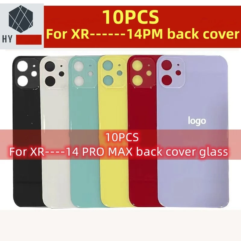 10pcs for IPhone X XR XS Max 11 PRO 12 13 14PRO max Back Shell Door, Large Camera Hole Replacement Rear Battery Glass Cover