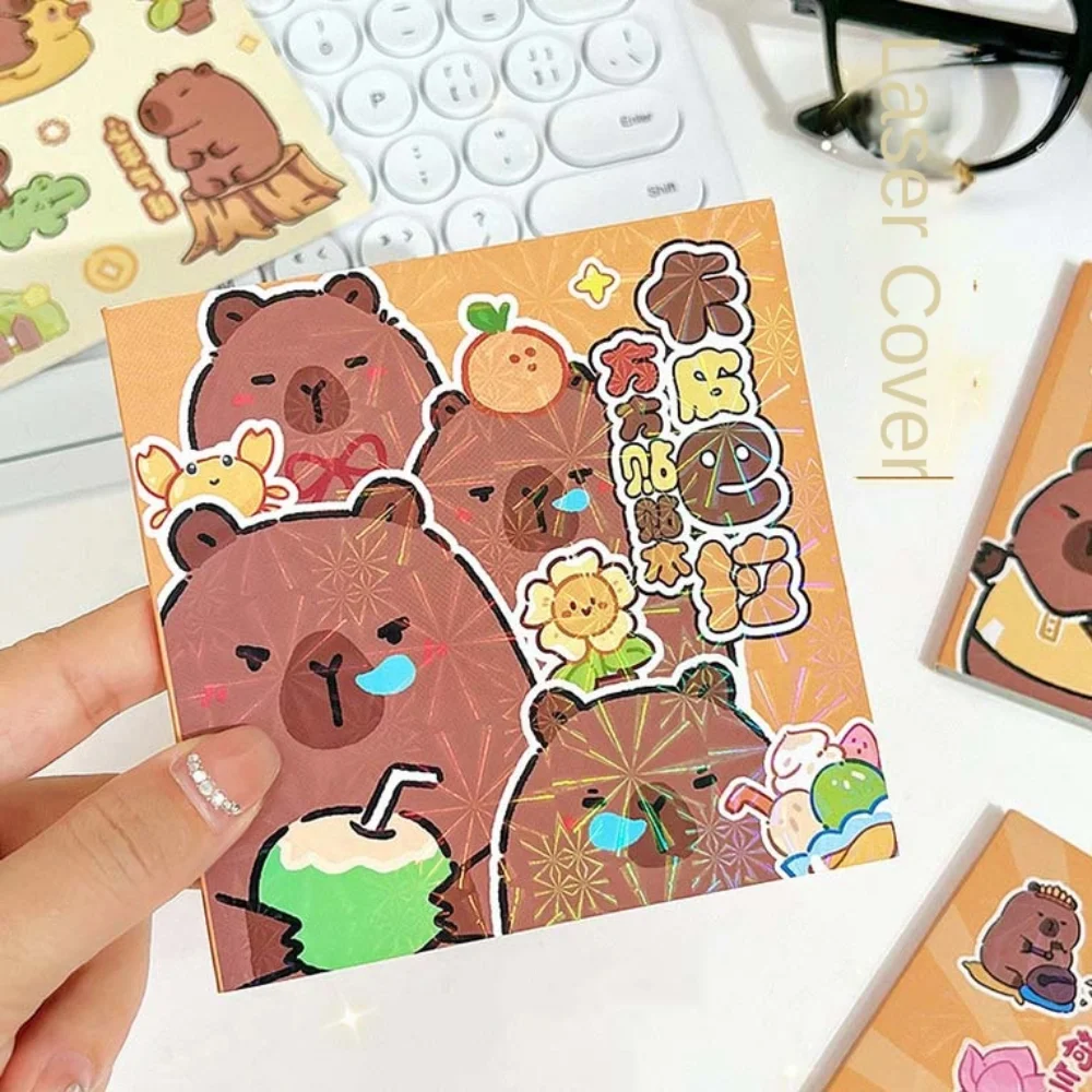 20pcs Cartoon Animal Capybara Stickers No Repeat Flower DIY Decorative Sticker Decoration Kawaii Stationery Sticker Water Bottle