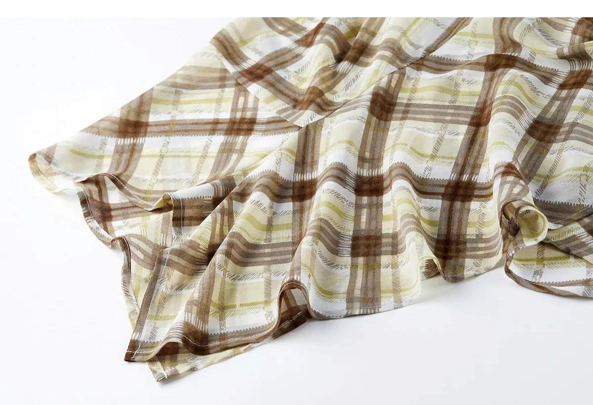 SENTUBILA Damen Sommer Karierter Rock 2026 Neuer Unregelmäßiger Gelber Langer Meerjungfrauenrock Damenkleidung Alltagsoutfit 162QK7007 – Detail 35