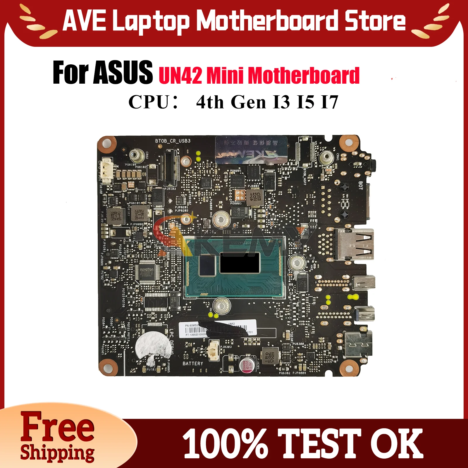 

UN42 Laptop Motherboard For ASUS VivoMini UN42 Notebook Mainboard With I3 I5 I7 CPU 100% tests OK fast shipping High quality