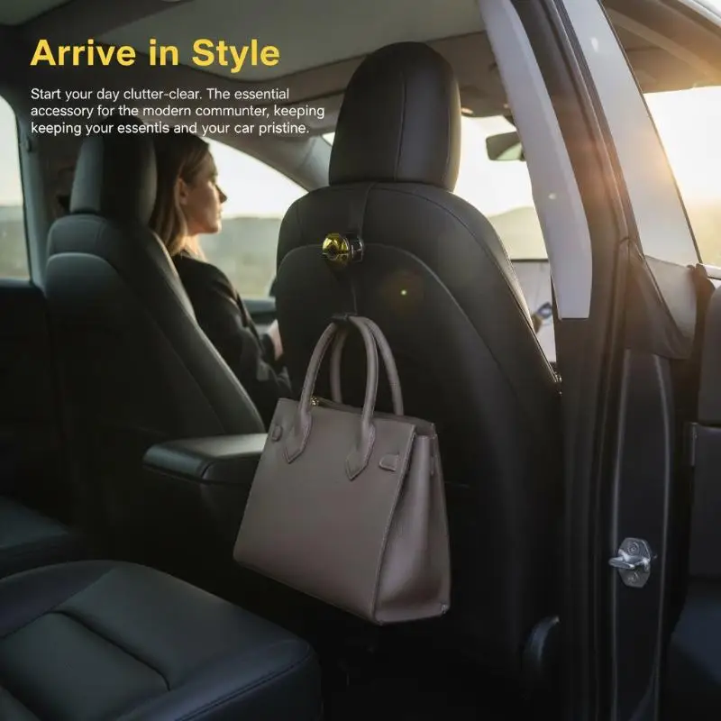 2-in-1 Car Rear Seat Headrest Phone Holder Easy Install Hidden Lock Hook for 4.7-6.9 Inch Phones Road Trip Use