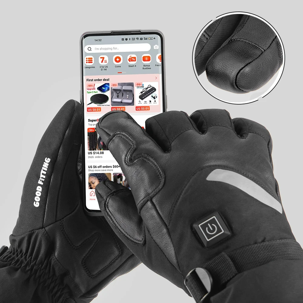 Guantes calefactables impermeables para invierno, guantes calefactores eléctricos USB, guantes calefactables a prueba de viento, deportes de invierno al aire libre, esquí, senderismo, Camping