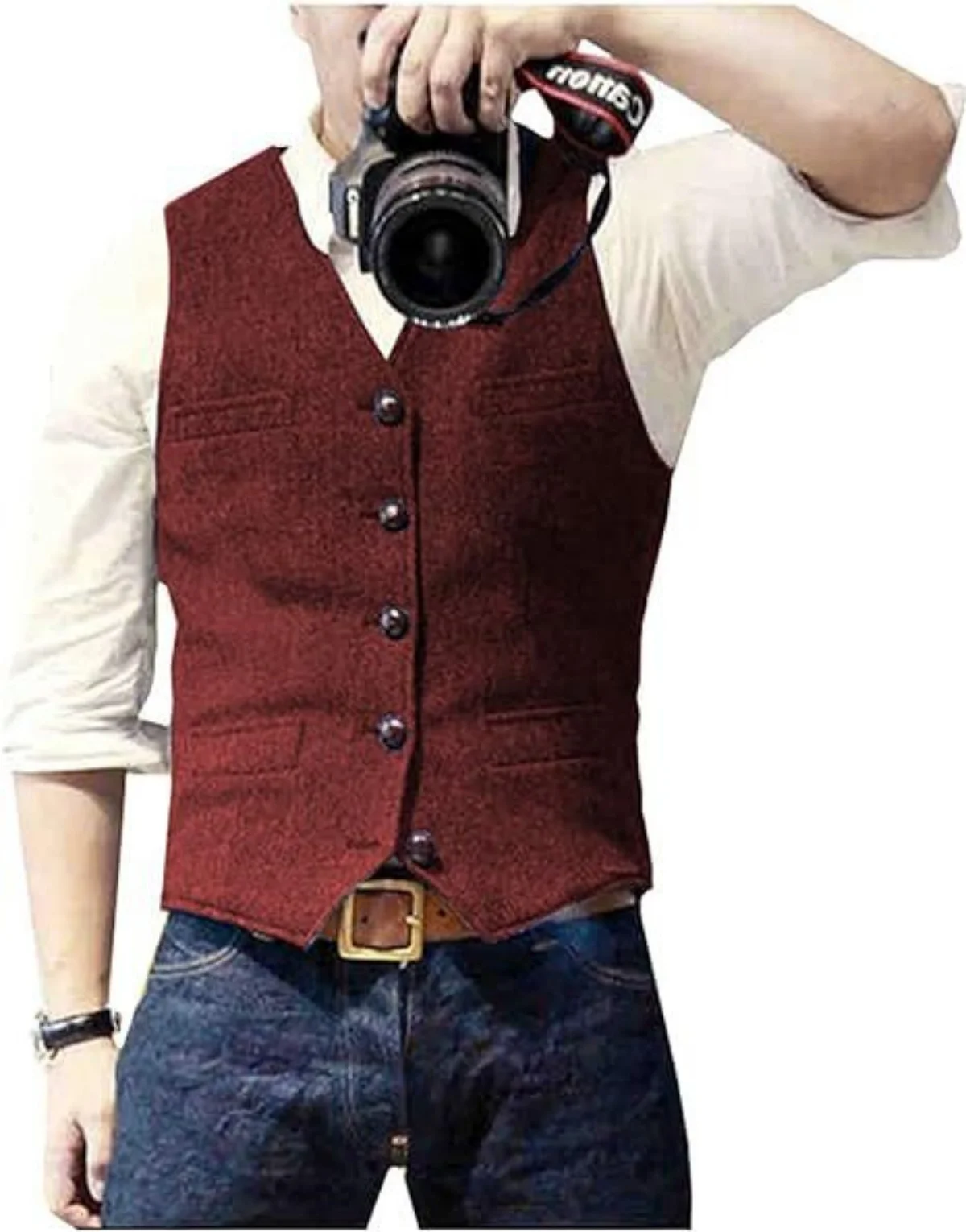 AnnieBritney تويد موضة متعرجة الرجال صدرية خريف شتاء سليم صالح الخامس الرقبة الرجال سترة الذكية عادية الأولاد صدرية #3