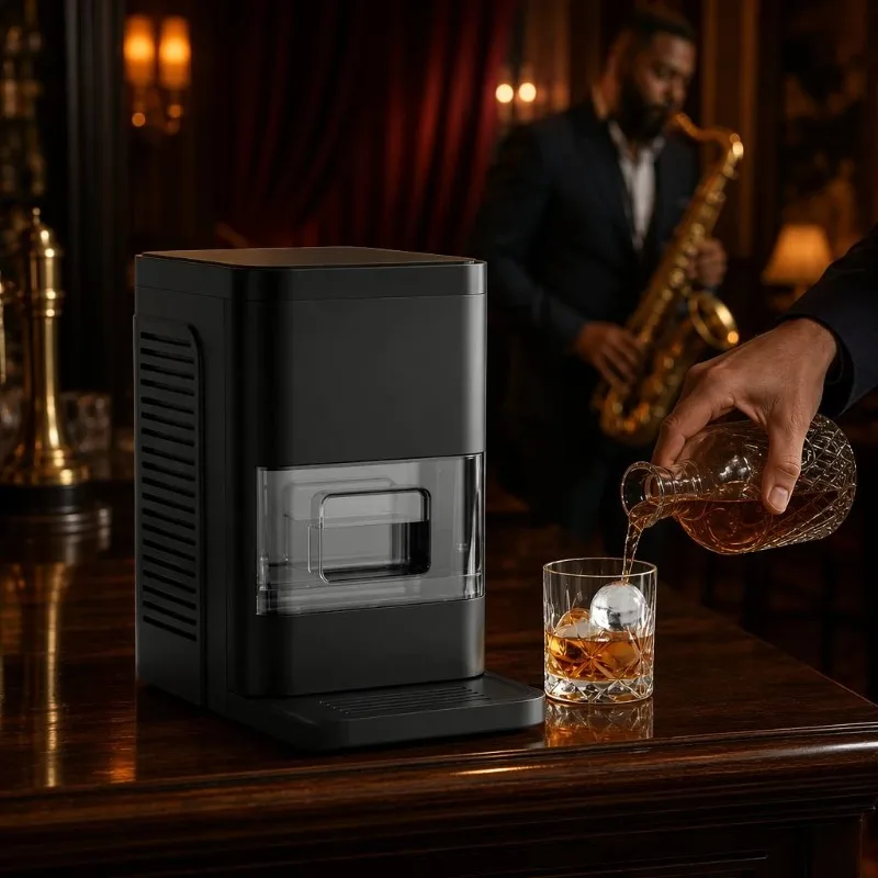 Airo Premium Modern Electric Smart Automatic Whiskey Ball Ice Maker Compact Self-Cleaning Rectangle Home Bar Wine Food