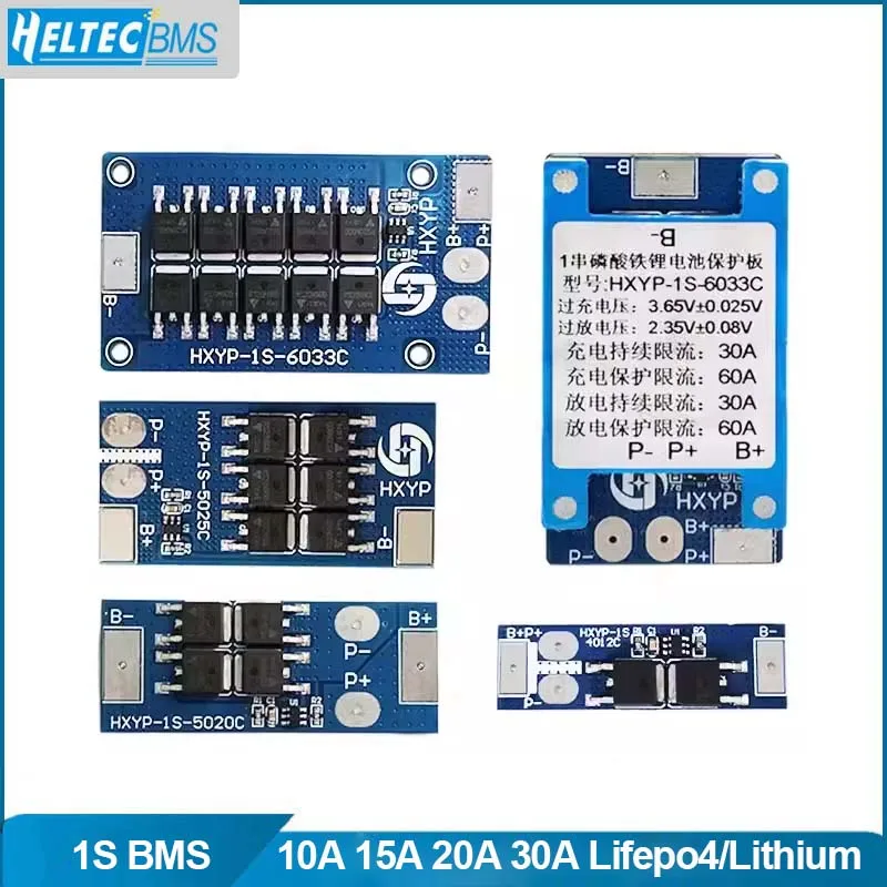 Heltecbms 1S 3.2V 10a 15a 20a 30a Lifepo4 bms 1s Lithium Iron Phosphate board single cell Over charge/Discharge protection