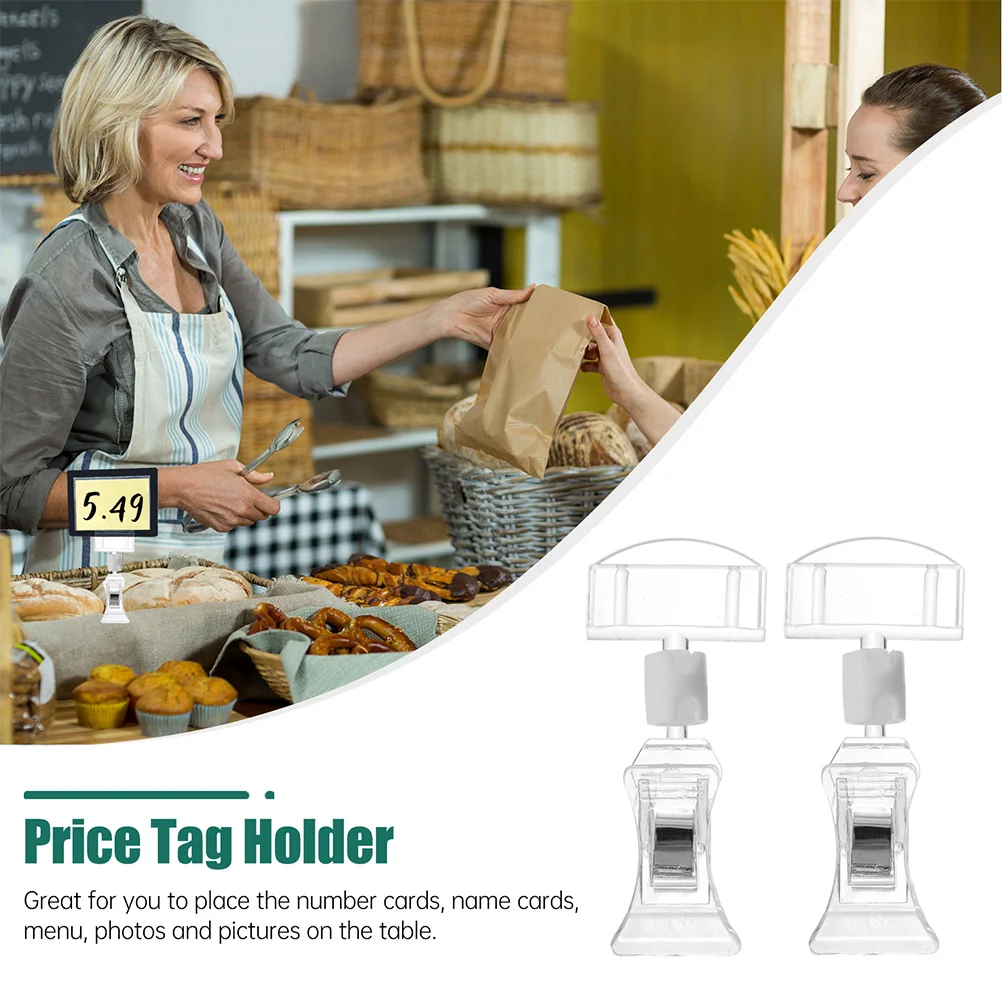 

8 Pcs Acrylic Price Holder Sign Clip Double Sided Rotatable Clips Wear Resistant Material Retail Shop Supermarket