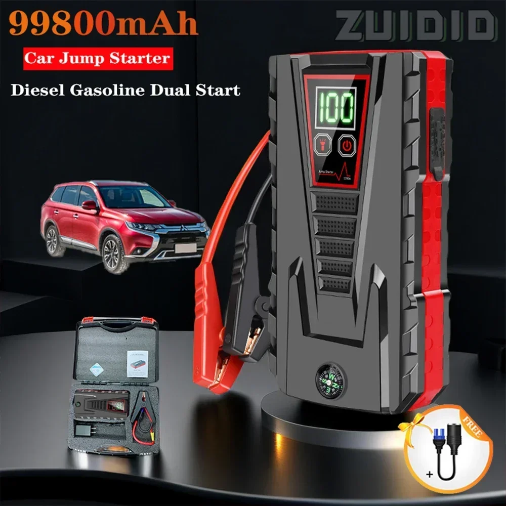 

99800mAh 12V Car Jump Starter Device Strong Portable Power Bank Automotive Battery Charger Auto Booster New Articles For Cars