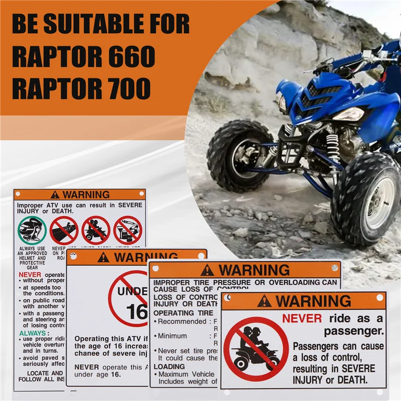 A10E-Car Accessories Warning Decals Stickers Labels Aluminum Backed For Yamaha