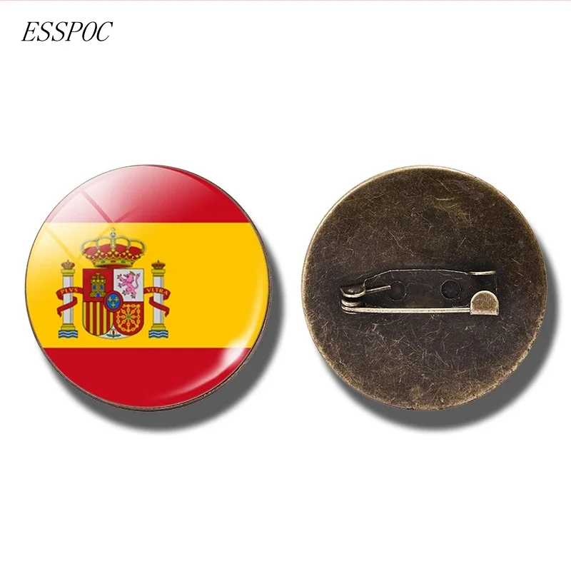 Europe National Flag Badge Pin France Italy Spain Poland Russia Ireland Netherlands Country Flag Brooch Glass Cabochon Jewelry