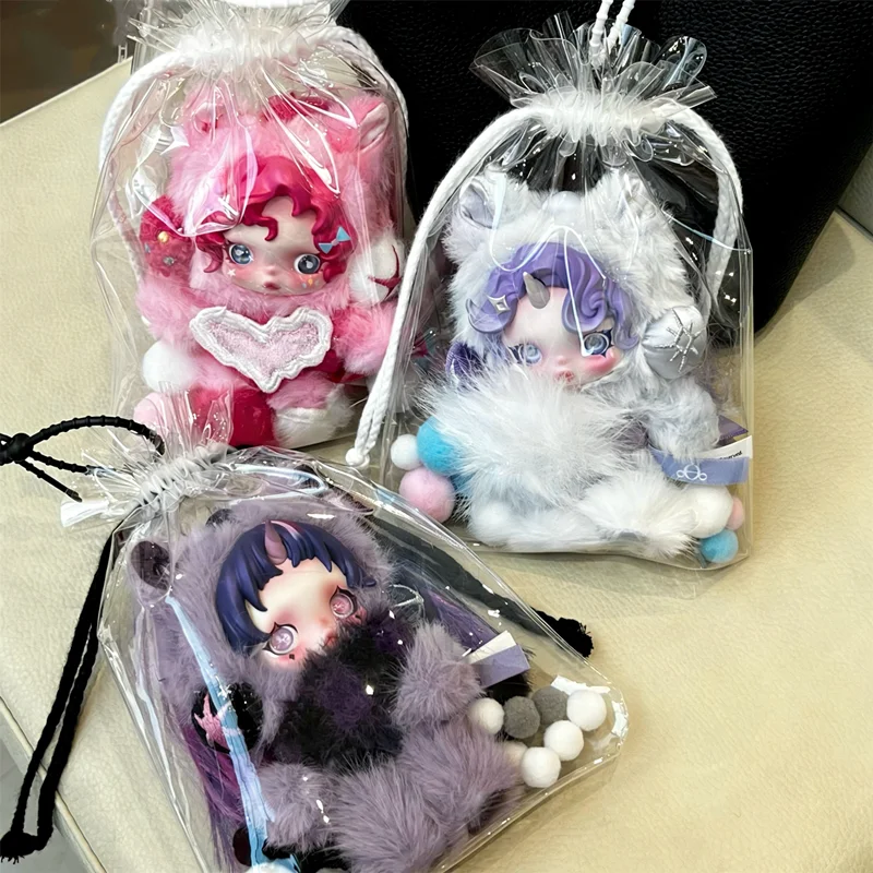 For Skullpanda Doll Transparent Protective Cover Bag for Crybaby Labubu Brocade Pouch Storage Display