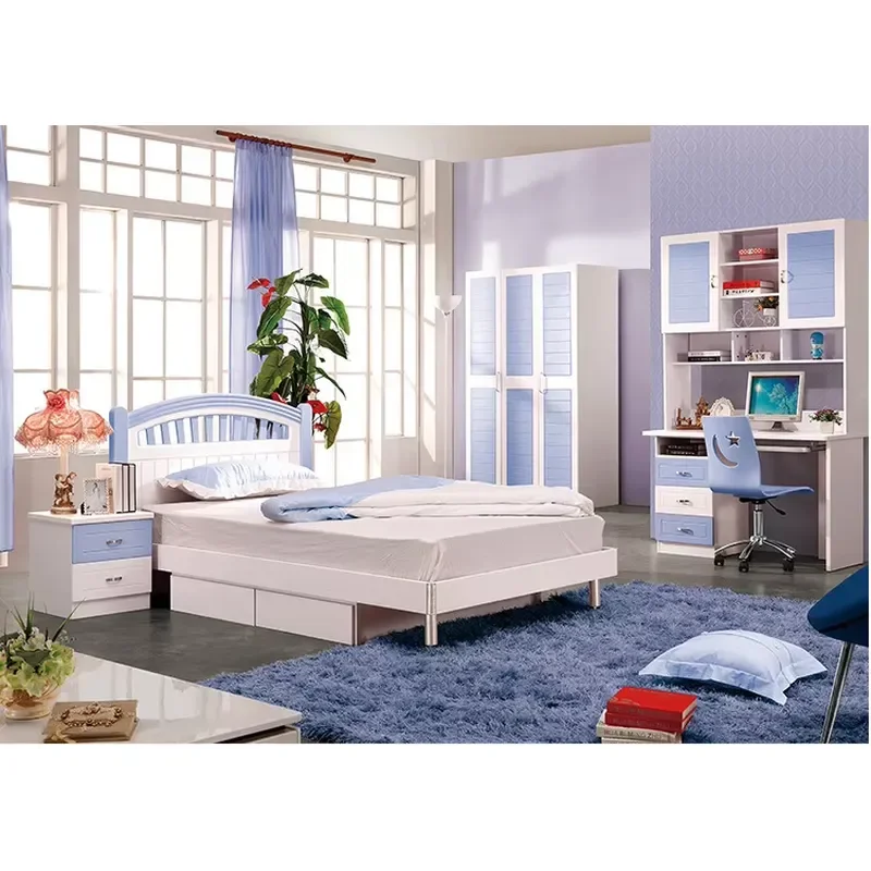 Children Bed Modern pink Princess Bed Kids Single Beds Double Girls Bedroom Furniture Wooden American Style High Quality