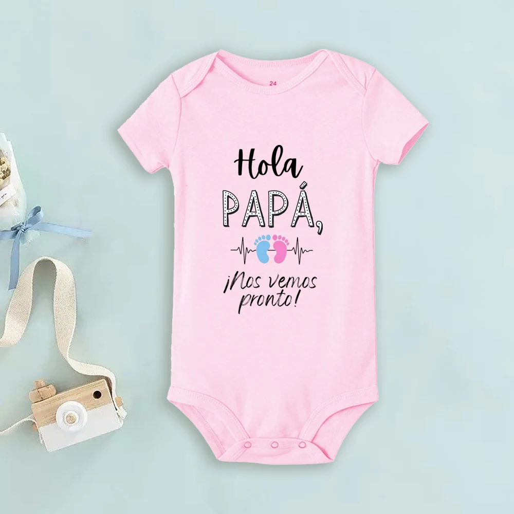 Hello Dad We\'ll See You Soon Baby Announcement Newborn Bodysuit Pregnancy Reveal Clothes Baby Coming Soon Gifts