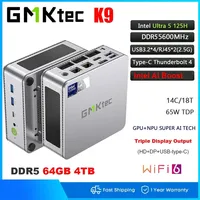 GMKtec K9 Intel Core Ultra 5 125H Mini PC Windows 11 Pro DDR5 5600MHz PCle4.0 Nvme SSD Desktop Gamer Computer Dual Dual LAN2.5G