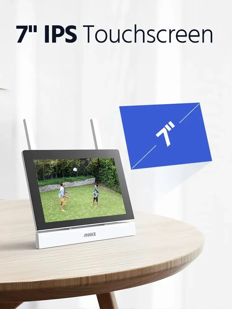 ANNKE-draadloze NVR-camera, CCTV-systeem, bewegingsdetectie, tweewegaudio, IR-nachtzicht, 3MP 2-delige camera, 4CH, 7 "monitor, WTL300 - afbeelding 2