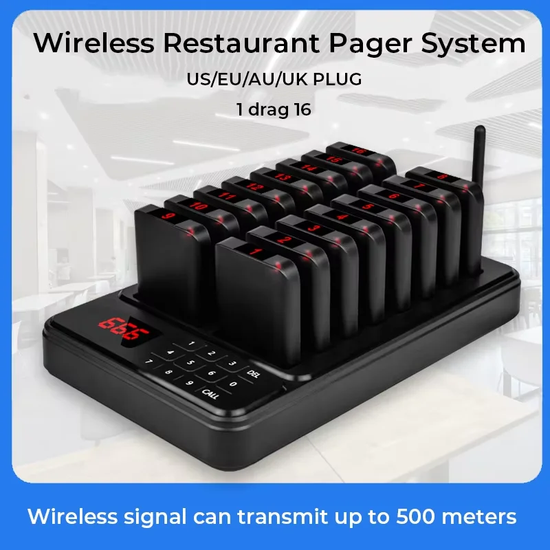 Wireless Restaurant Pager System Touch Panel Wireless Calling System for Coffee Shop Restaurant Guest Queue Pager System